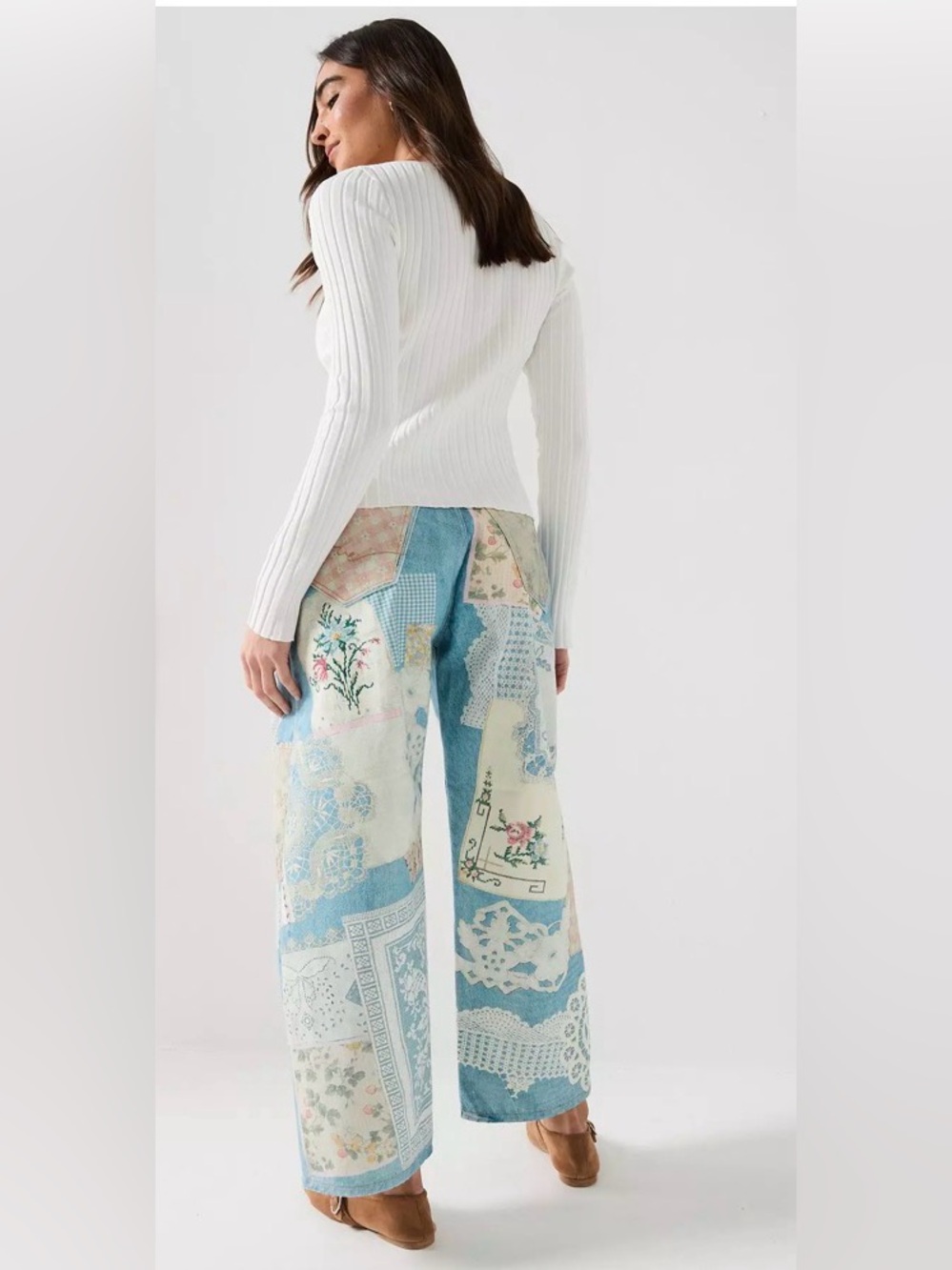 FREE PEOPLE We The Free Illusions Printed Relaxed Jeans size 26 - Picture 3 of 16